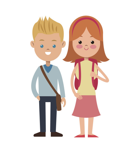 回到学校的两个男孩和女孩图片下载