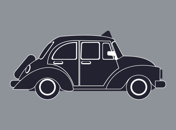 剪影老的士车侧视图图片下载