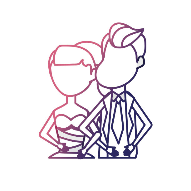 线幸福的情侣在一起，浪漫的庆祝图片下载