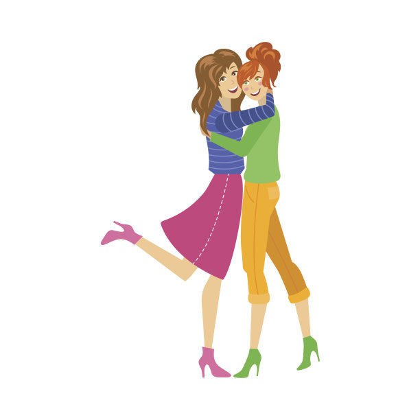 矢小女孩开心地拥抱平孤立图片下载