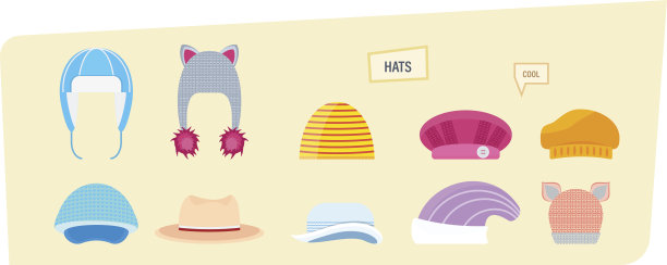 一套帽子为男孩和女孩在不同的天气图片下载