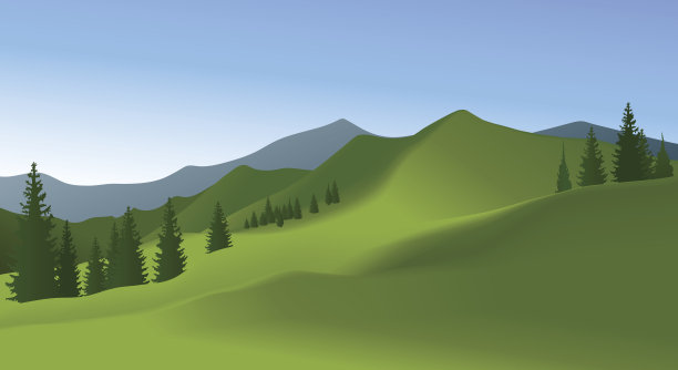 有绿色草地的山地景观素材图片