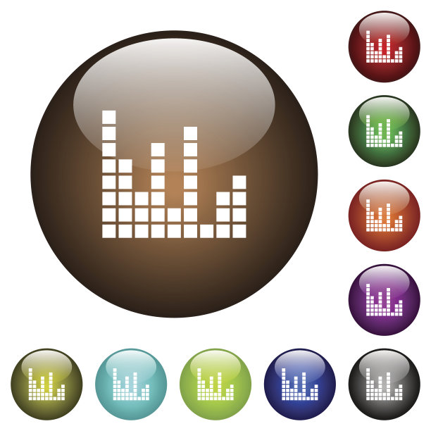 声音条彩色玻璃按钮图片下载