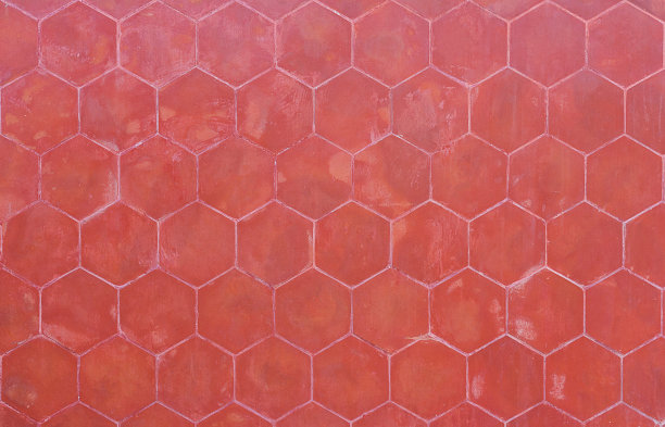 红色六角形砖背景图片下载