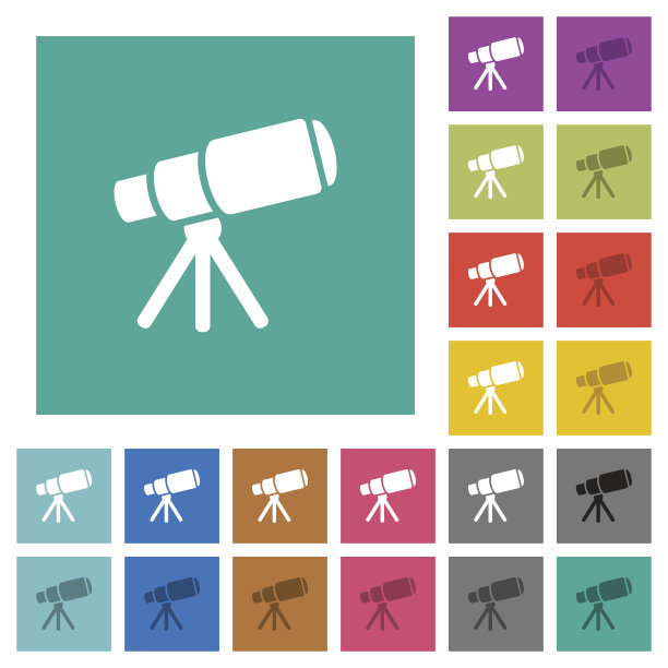 太空望远镜方形平多色图标图片下载