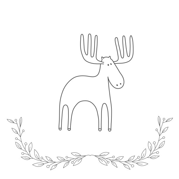 手绘矢量插图与一只鹿。反应力的着色书。手绘元素为您的设计服装，海报，卡片，t恤图片下载