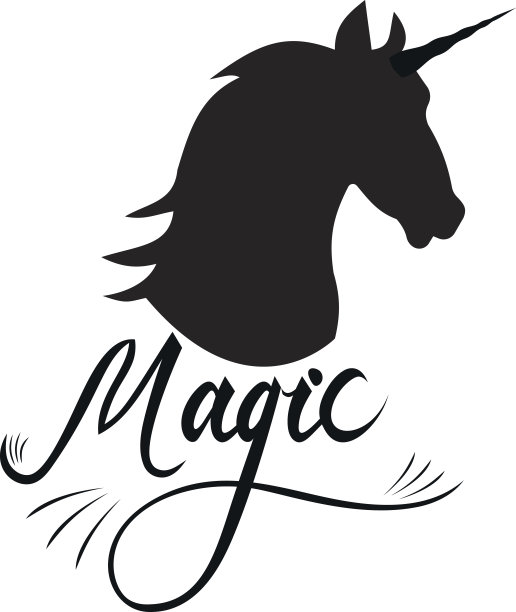 独角兽头部剪影与文本图片下载