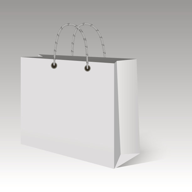 向量空白购物袋上的白色背景。模拟。图片下载
