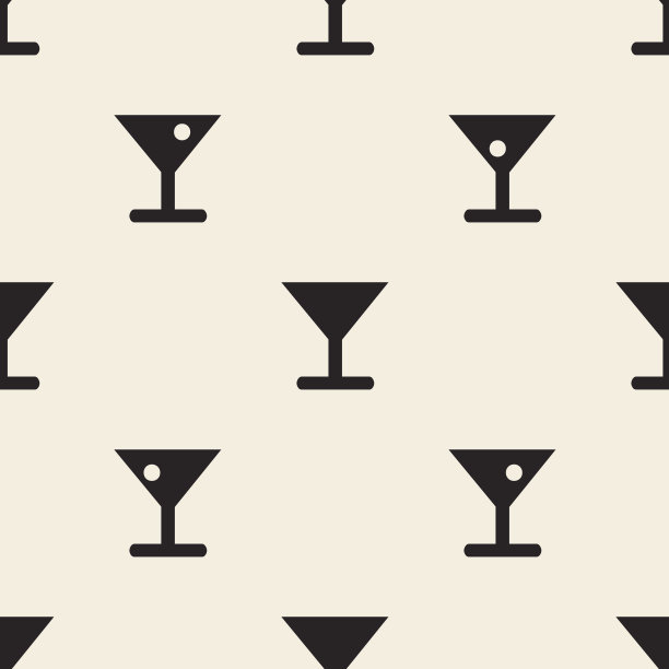 无缝单色鸡尾酒杯图案背景图片下载