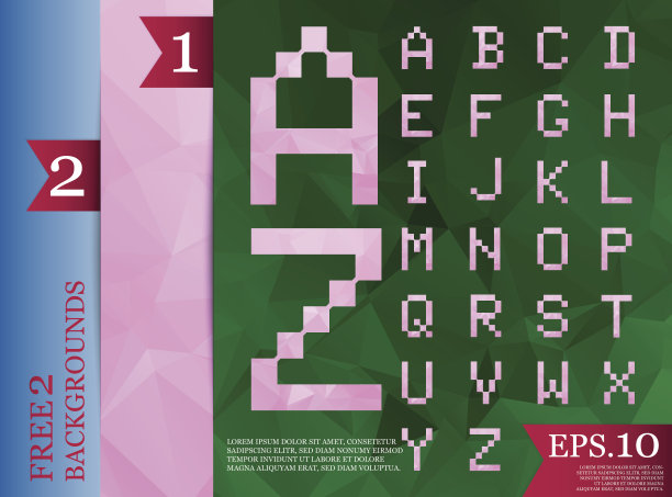 字体多边形几何背景三角形的全颜色图片下载