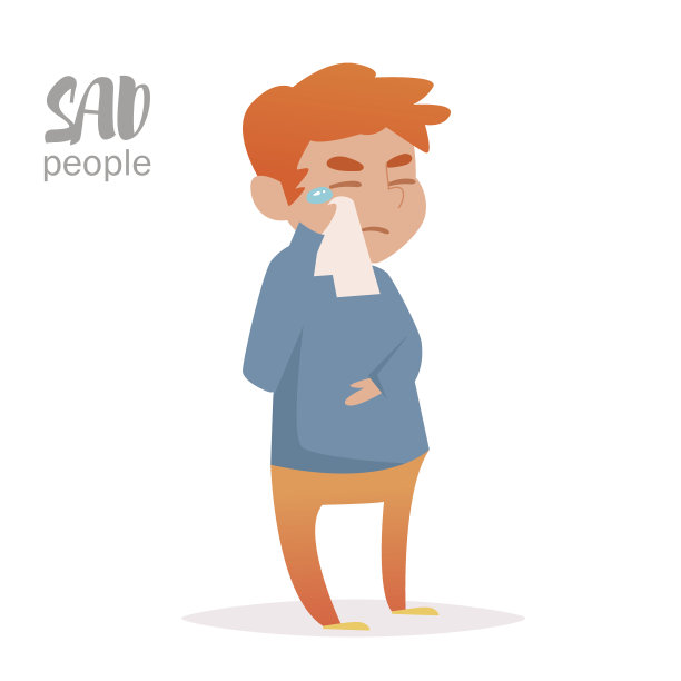 哭泣的男人矢量卡通图片下载