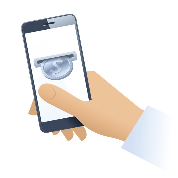 人的手，手机和银币。图片下载