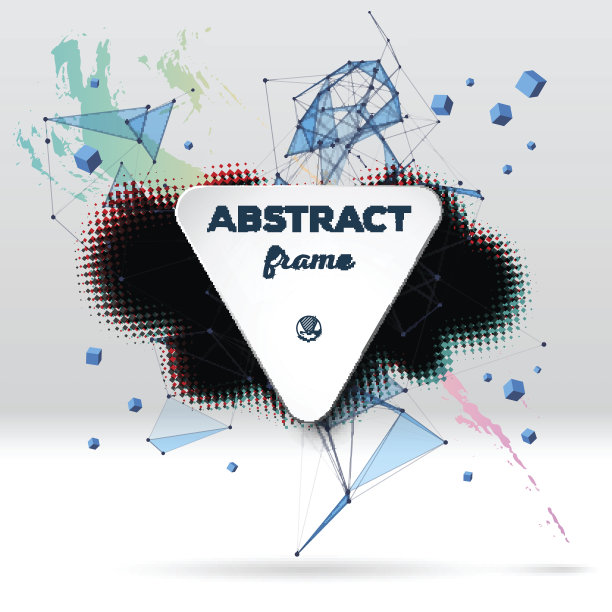 背景与画笔笔触，印迹，三角形网格和框架图片下载