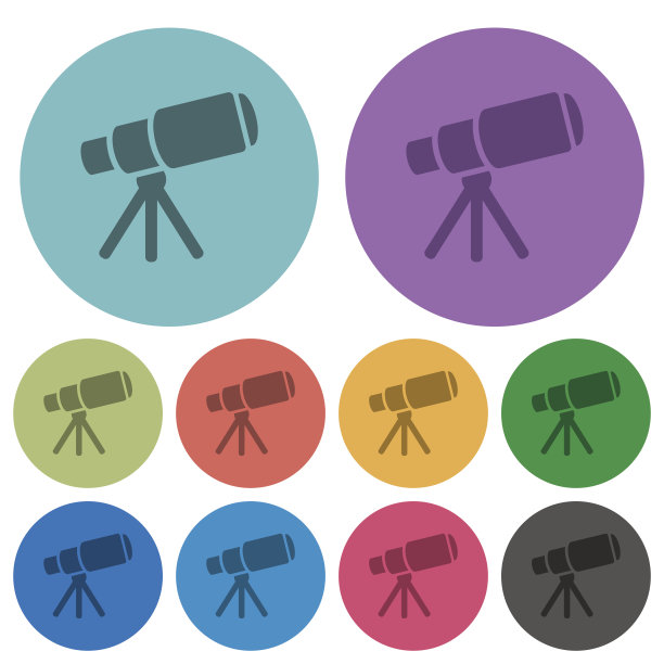 太空望远镜颜色较暗的平面图标图片下载