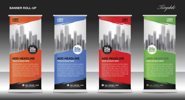 卷起横幅模板矢量，传单，广告，x-横幅，海报，拉起设计，显示，布局矢量插图图片下载