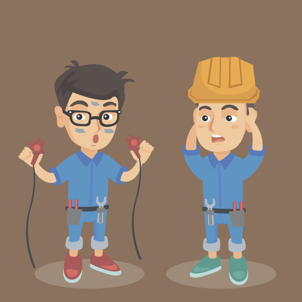 白人电工被电击了图片下载