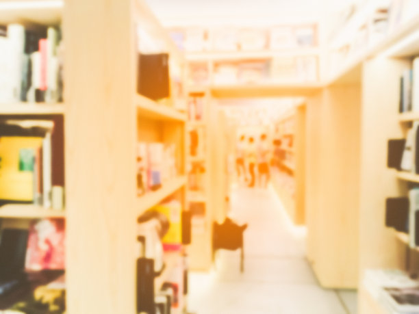 复古风格的色调。模糊图像的书店。图片下载