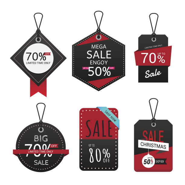 一套销售横幅。销售标签。素材图片