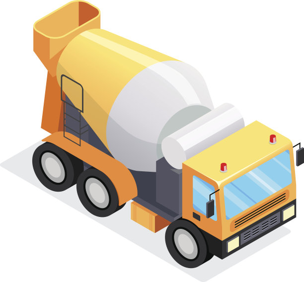 等距混凝土搅拌机孤立在白色背景。图片下载