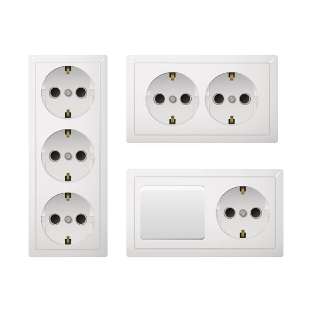 带有开关的F型电源插座。图片下载