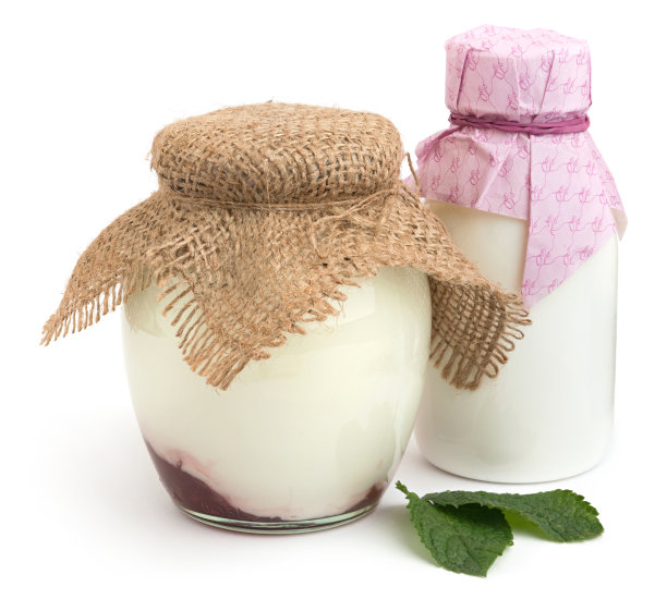 自制的薄荷叶玻璃罐酸奶图片下载