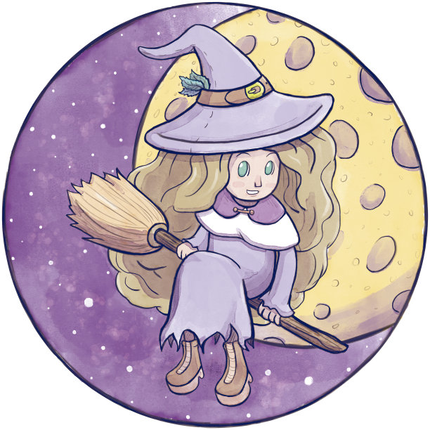 骑在扫帚上的年轻女巫图片下载