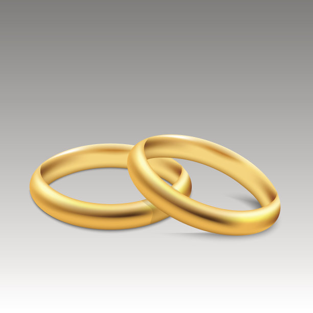 黄金结婚戒指。矢量插图。图片下载