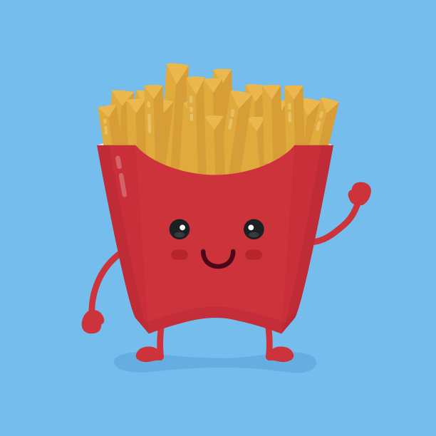 可爱的微笑快乐薯条。图片下载