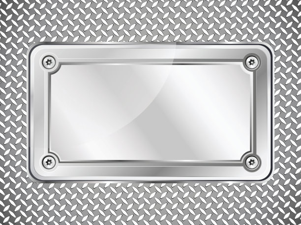 金属纹理抽象背景，钢铭牌与螺丝。图片下载