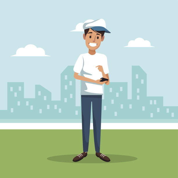 城市景观背景与guy社交网络交流图片下载