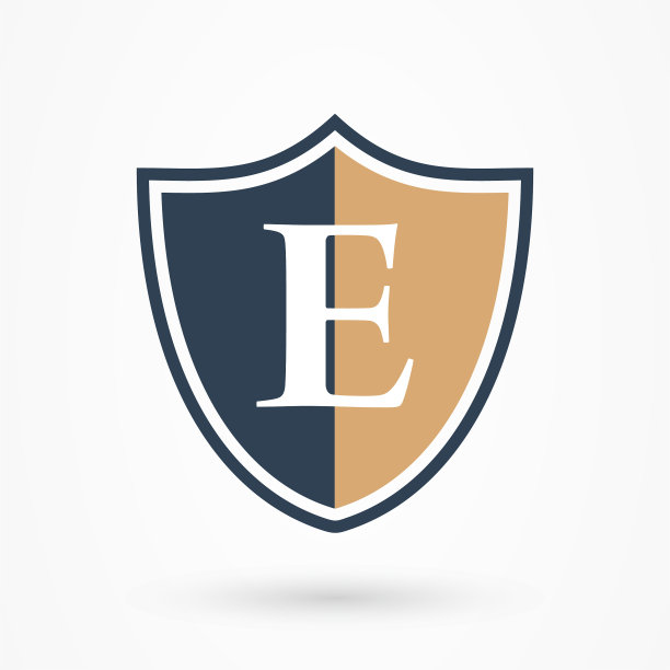 带有盾牌图标的程式化字母e图片下载