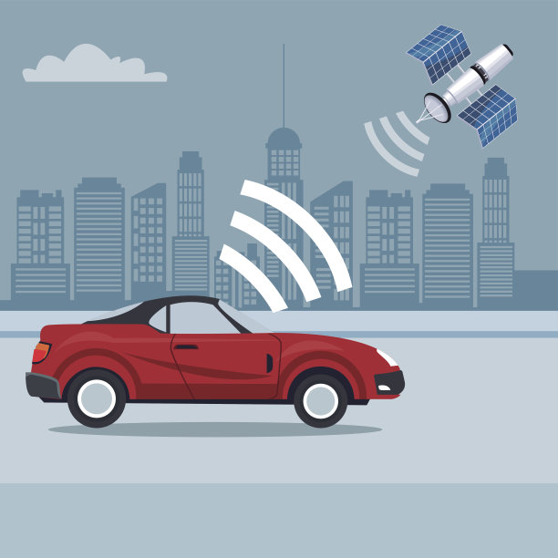 蓝色剪影：运动敞篷车在街景中的城市景观背景图片下载