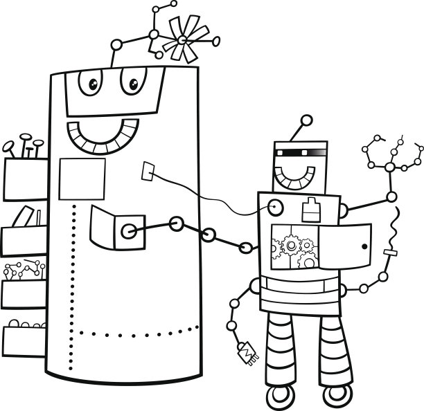 卡通机器人幻想人物彩色书图片下载