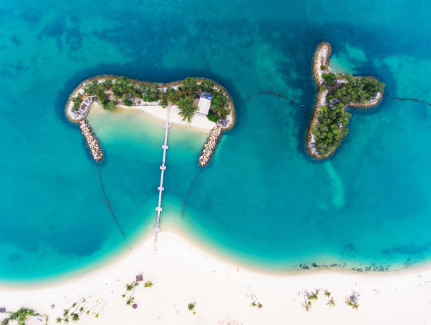 圣淘沙岛海滩鸟瞰图图片下载