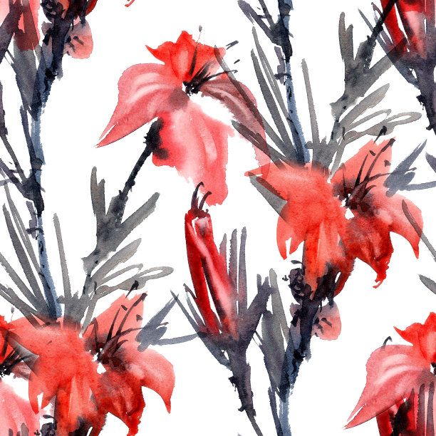 水彩百合花图案图片下载