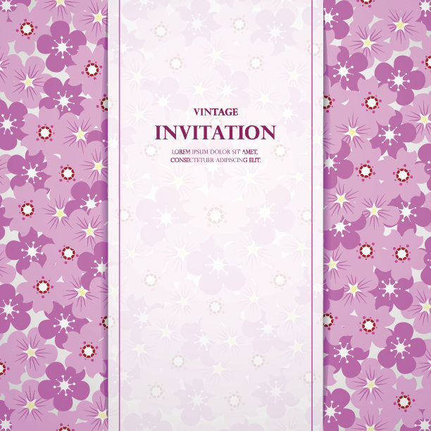 漂亮的花请帖。樱花背景向量图片下载
