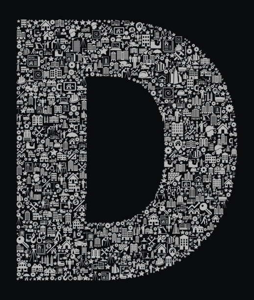 字母D建筑行业矢量图标模式图片下载