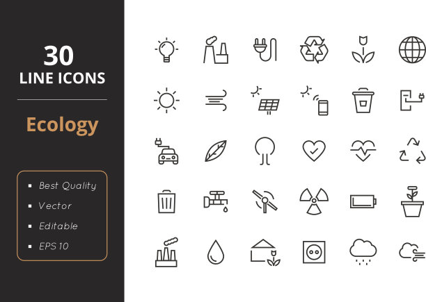 30个生态线图标素材图片
