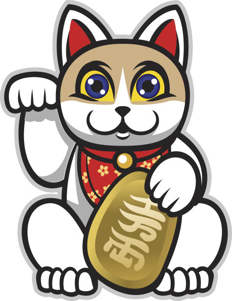 猫颈日本幸运猫雕像图片下载