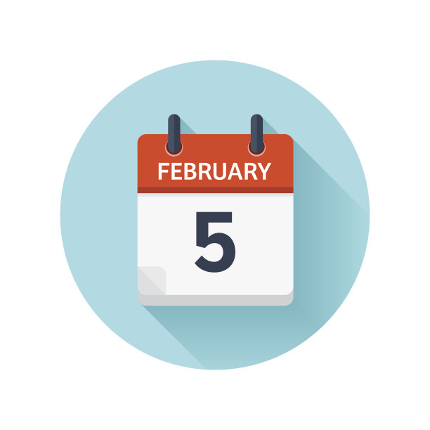 2月5日。矢量平面日日历图标。日期和时间，2018年月日。假期。季节图片下载