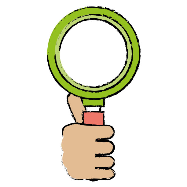 手人类与放大镜孤立图标素材图片