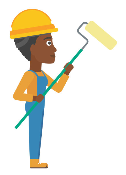 带油漆滚筒的油漆工图片下载