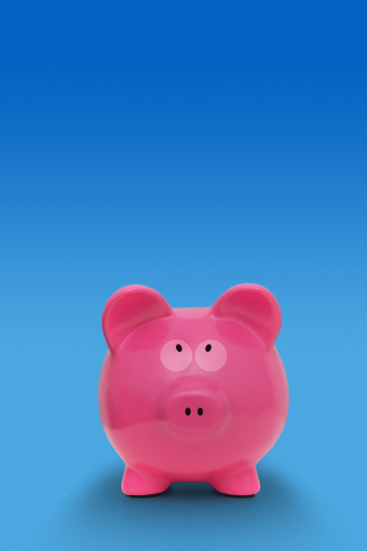 蓝色背景的储蓄罐图片下载