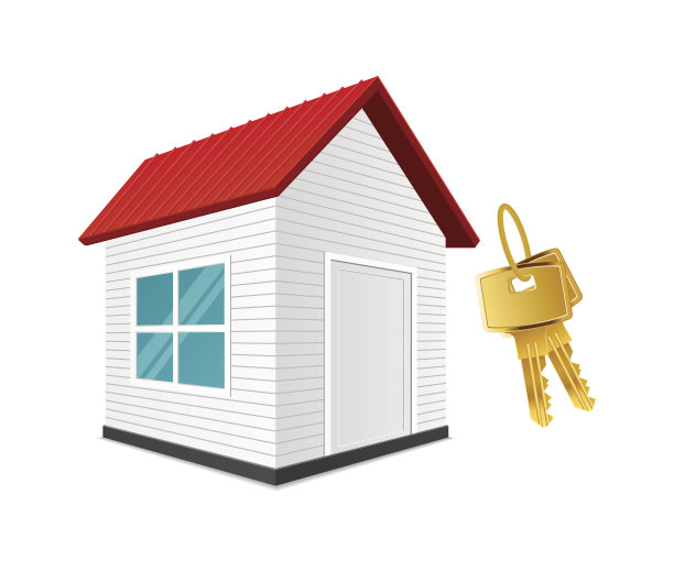 带钥匙的逼真新房子。图片下载