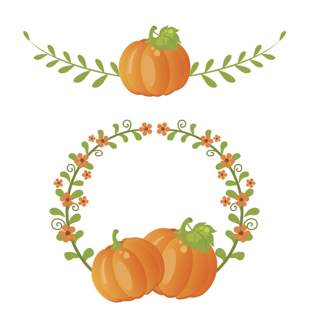 南瓜和树叶素材图片