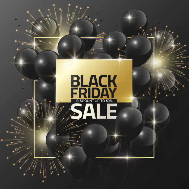 黑色星期五销售黑色气球设计模板，矢量插图图片下载