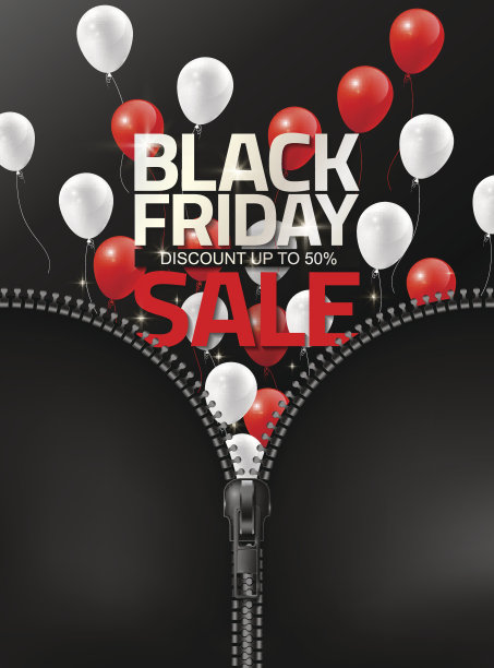 黑色星期五的销售通过拖拉链设计模板，矢量插图图片下载