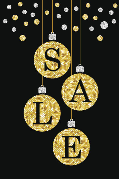 节日豪华横幅出售与魅力的金色闪闪的五彩纸屑图片下载