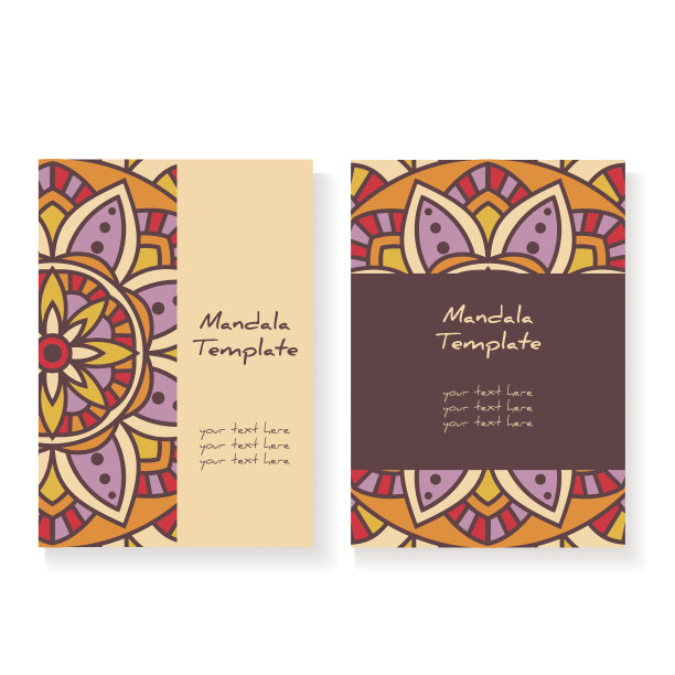 带有圆形装饰曼荼罗的小册子图片下载