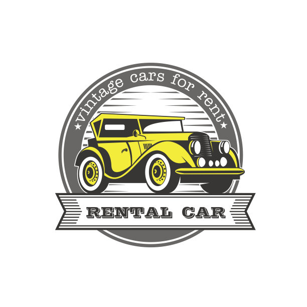 出租老爷车。黄色复古车。矢量图标孤立在白色背景。图片下载